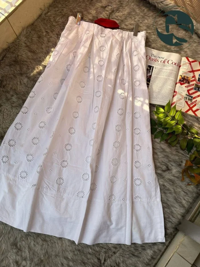 Chikankari Boho Skirt - White