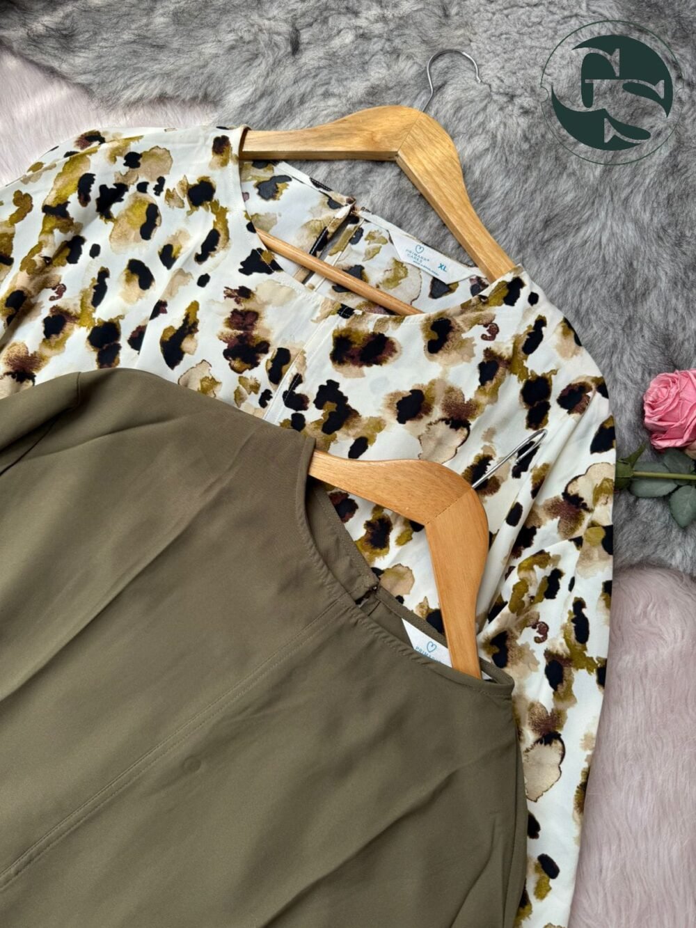 Olive Bloom Abstract Top