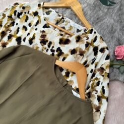 Olive Bloom Abstract Top