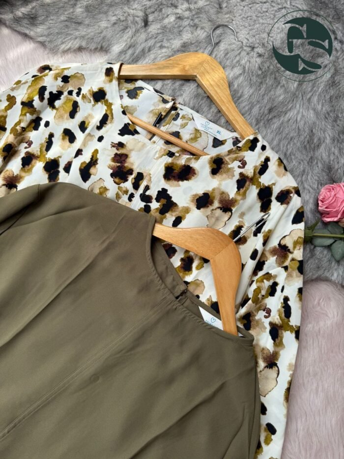 Olive Bloom Abstract Top