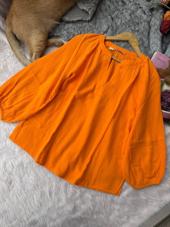 Cheese Cotton Shirt - 44, Orange