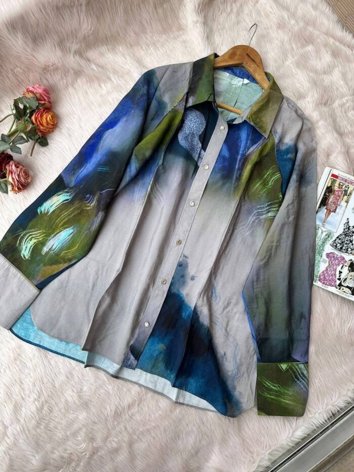 Moss Ocean Brushstroke in Gray