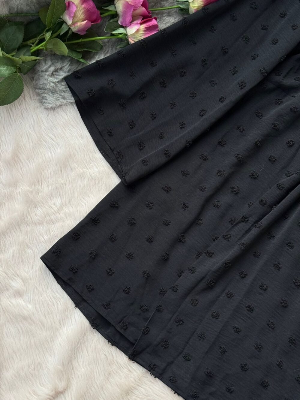 Elegant Black Textured V-Neck Dress - Image 4