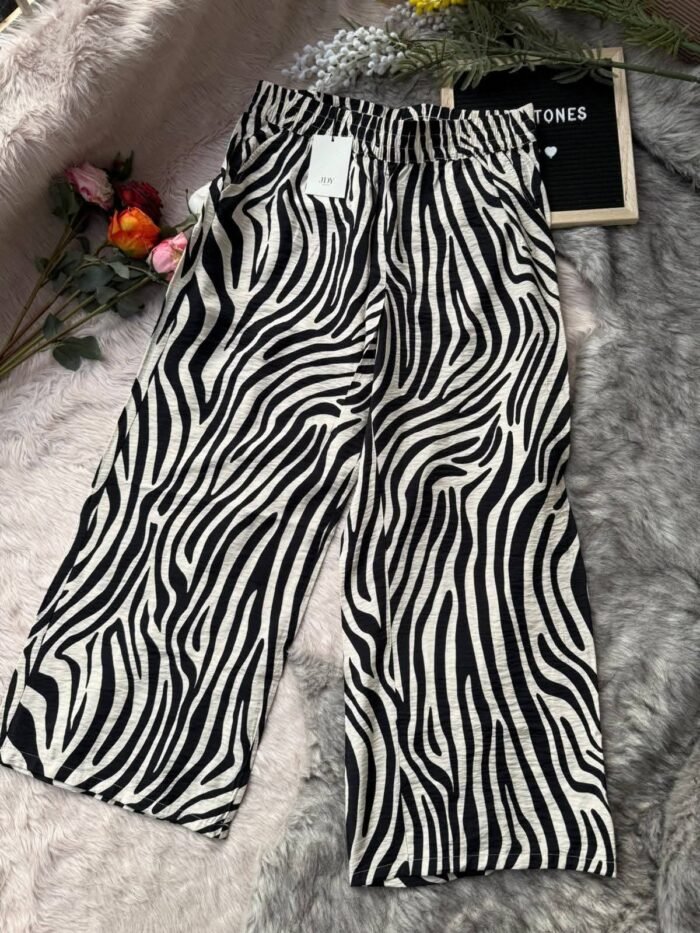 High Waist Comfy Cotton Trouser Pant Black & White