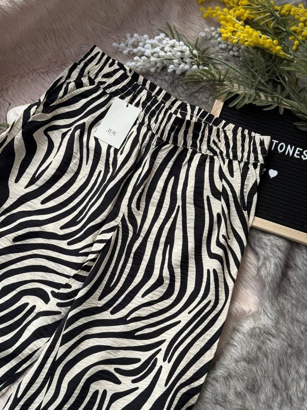 High Waist Comfy Cotton Trouser Pant Black & White