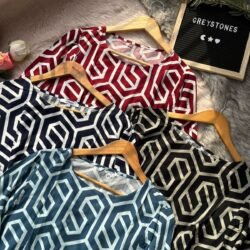 Cotton Top with Bold Geometric Maze Print