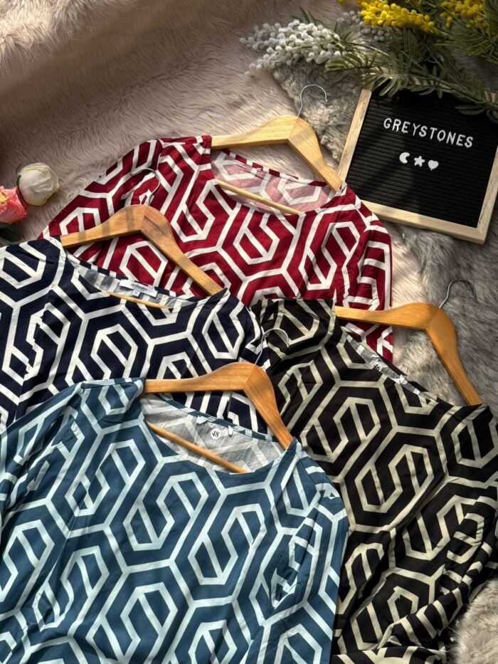 Cotton Top with Bold Geometric Maze Print