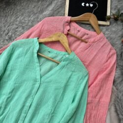Crinkle Cotton Button-Down Tunic