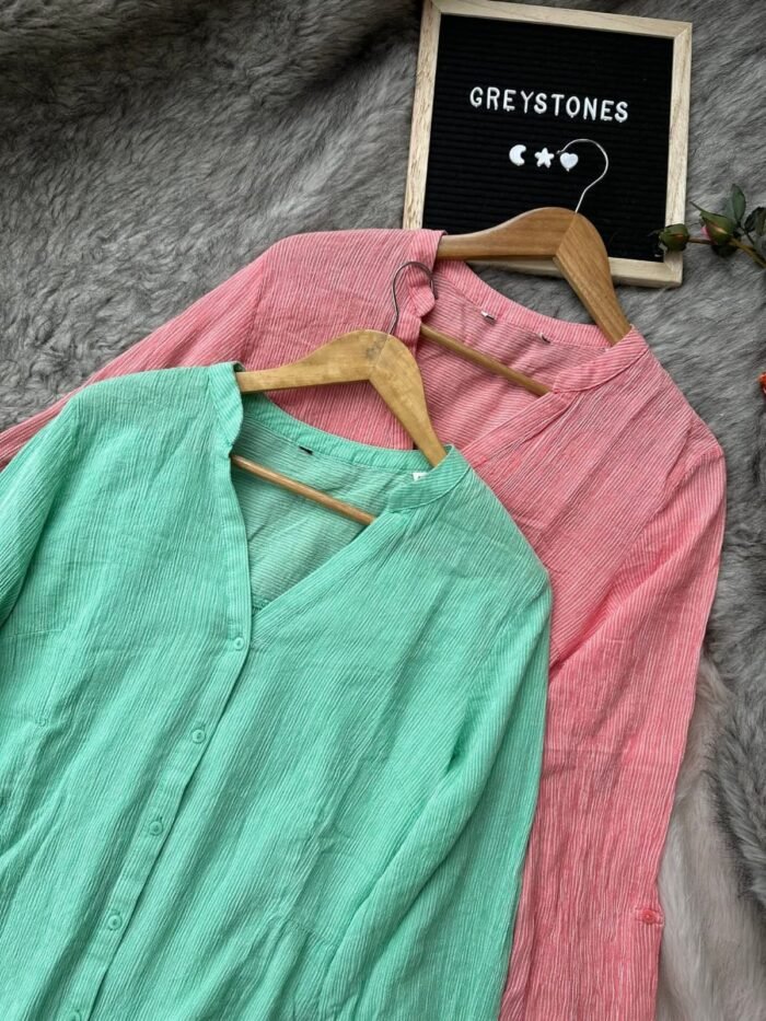 Crinkle Cotton Button-Down Tunic