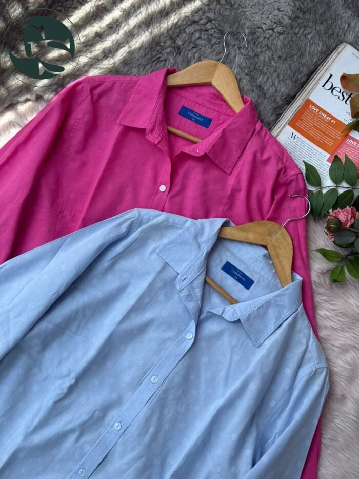 Elegant Cotton Shirt Collection with Subtle Self-Motif Detailing