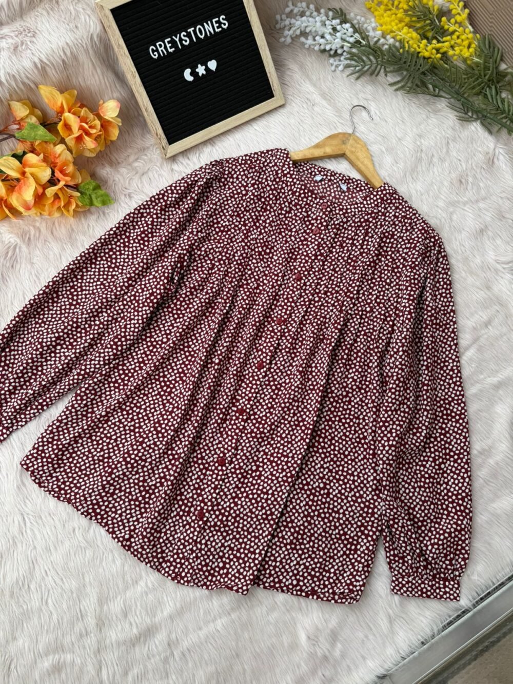 Polka Dot Georgette Top Red