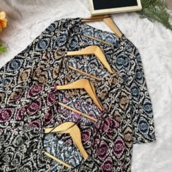 Silk Wavy Top - Black with Vibrant Accent Colors
