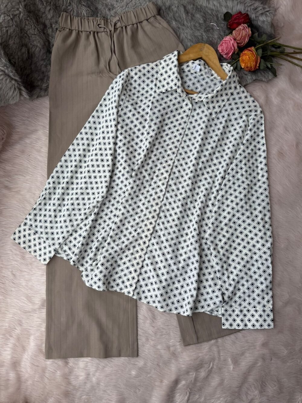 Diamond Grid Lightweight Printed Georgette Shirts