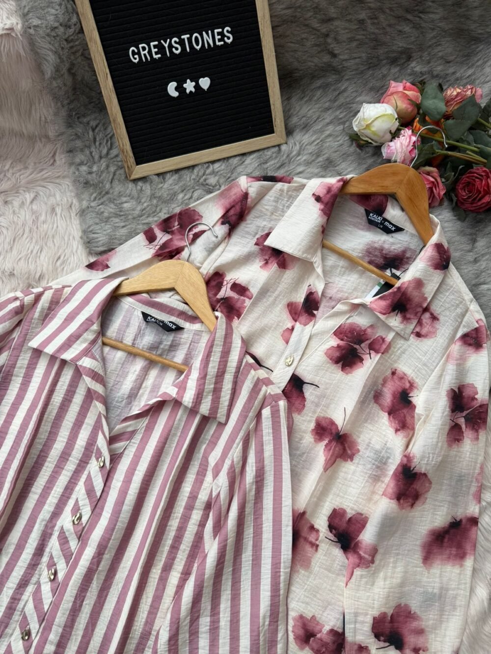 Mauve Stripe & Floral Cotton Shirts