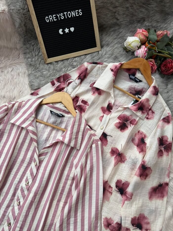 Mauve Stripe & Floral Cotton Shirts