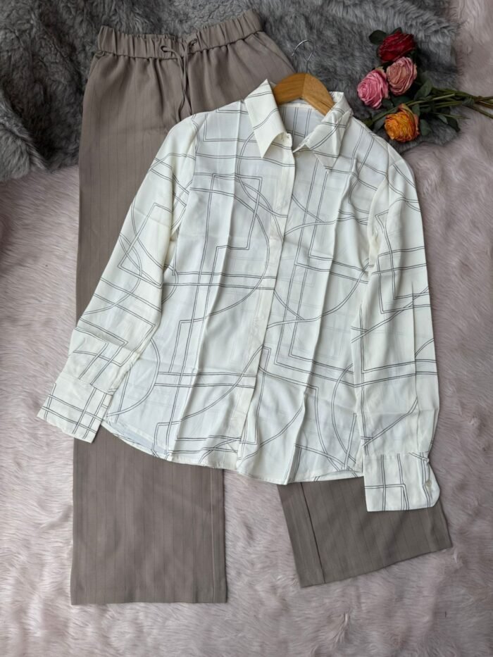 Minimalist Linear Pattern Lightweight Printed Georgette Shirts
