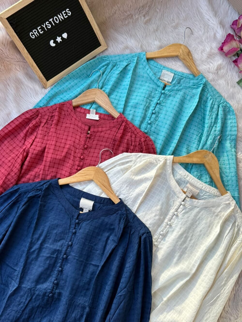 Textured Buttoned-down Tops