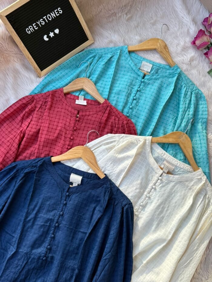 Textured Buttoned-down Tops