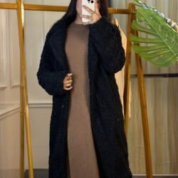 Black Sherpa Overcoat winter warm fleece coat