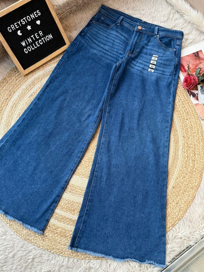 Women’s Baggy Denim Jeans – Light & Dark Blue - Dark denim, 34