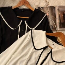 Ribbon Collar Blouse – Soft Long Sleeve Modest Top