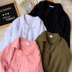 Cheese cotton shirts collection in multiple colors flat lay