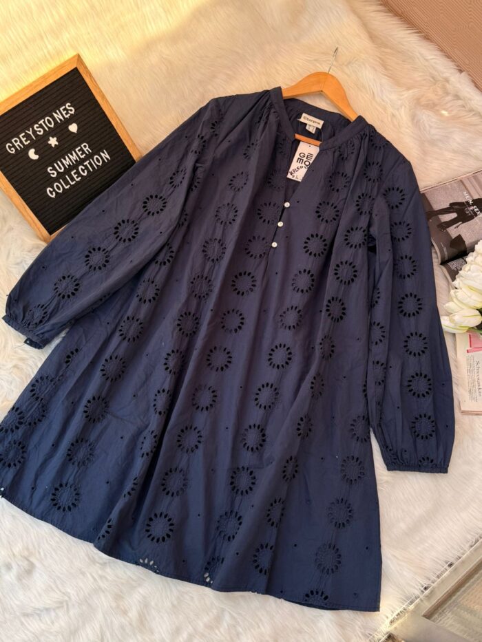 Navy blue chikankari embroidered kurti stylish women wear