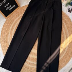 women straight cut formal black pant high waist office trousers minimalist tailored pants