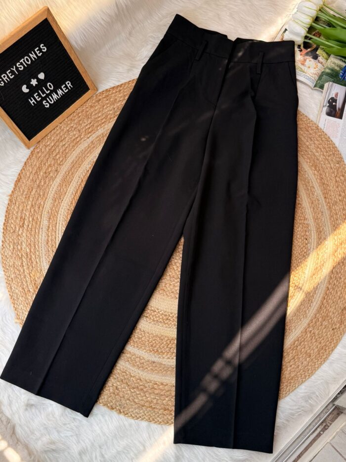 women straight cut formal black pant high waist office trousers minimalist tailored pants
