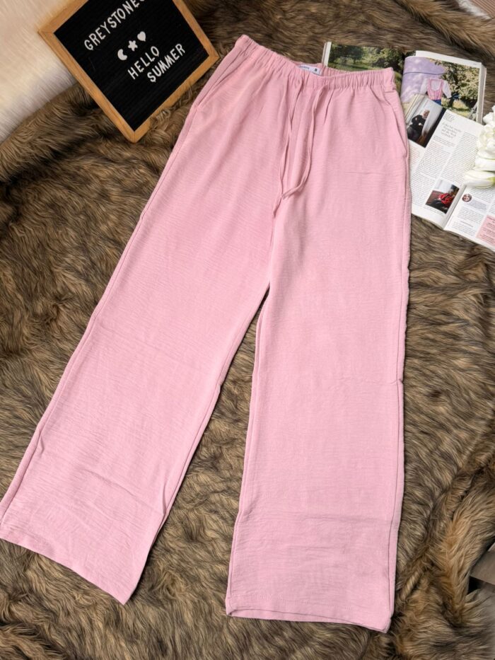 Women’s soft pink wide leg lightweight summer pants relaxed fit
