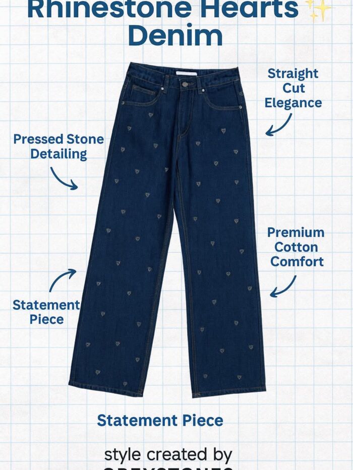 Women’s wide leg jeans with rhinestone details