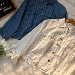 Minimal Korean fashion stripe shirt for women