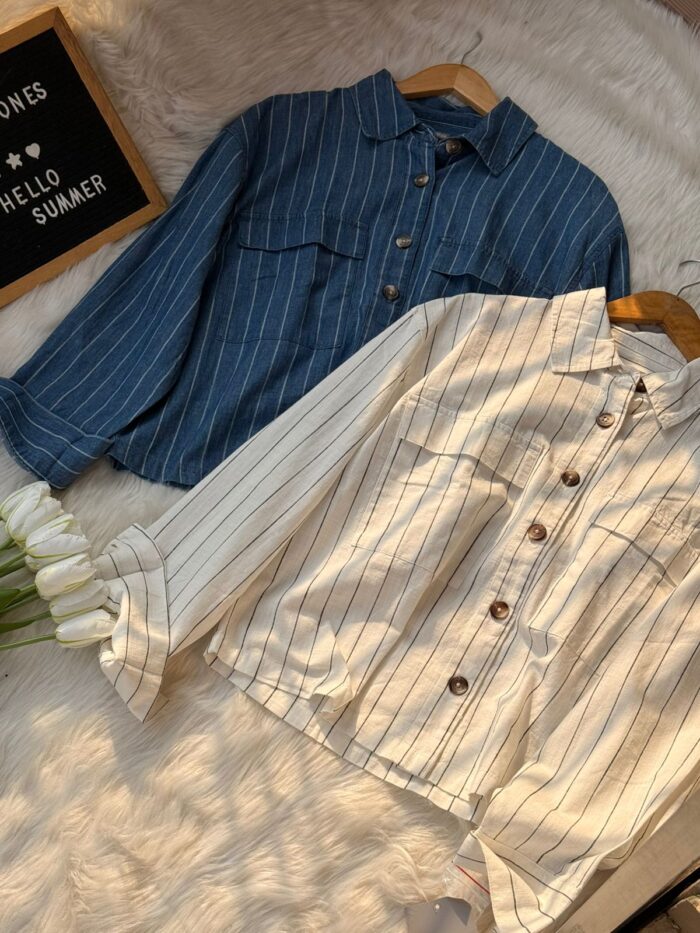 Minimal Korean fashion stripe shirt for women