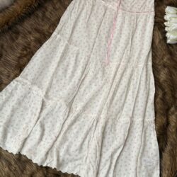 Pinteresty kawaii floral tiered long skirt with lace hem