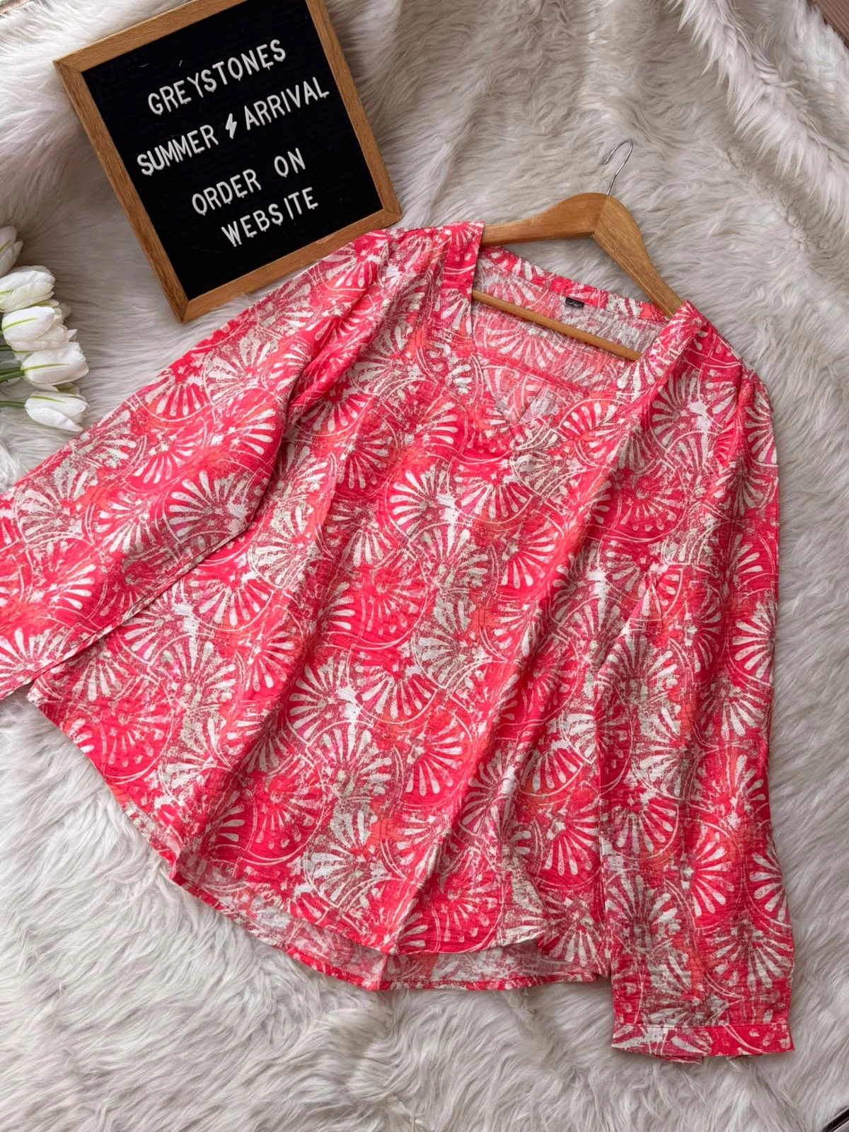 Coral Print Top Coral Print Top - Image 1