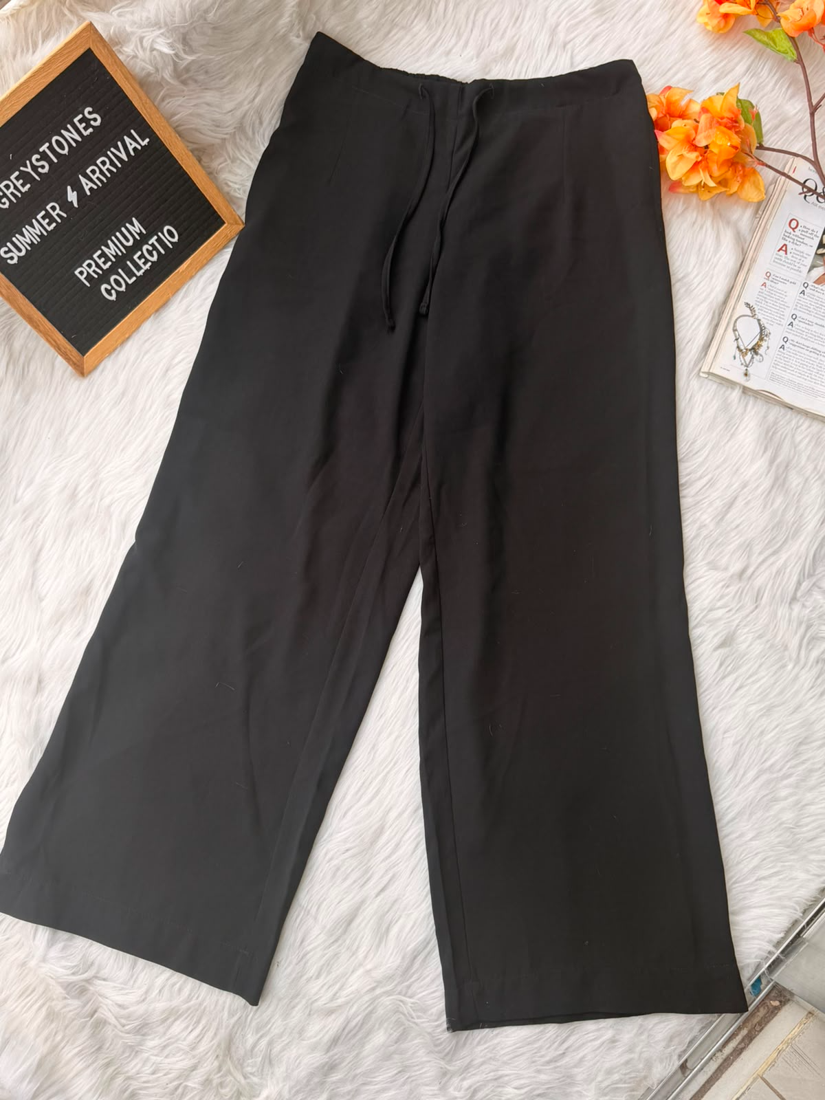 High-Waisted Drawstring Wide Leg Pants upper view High-Waisted Drawstring Wide Leg Pants - Image 1