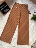 High-Waisted Wide Leg Button Trousers - Image 3