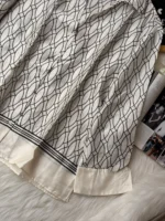 Ivory Geometric Print Satin Shirt
