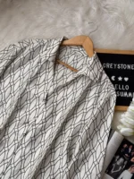 Ivory Geometric Print Satin Shirt