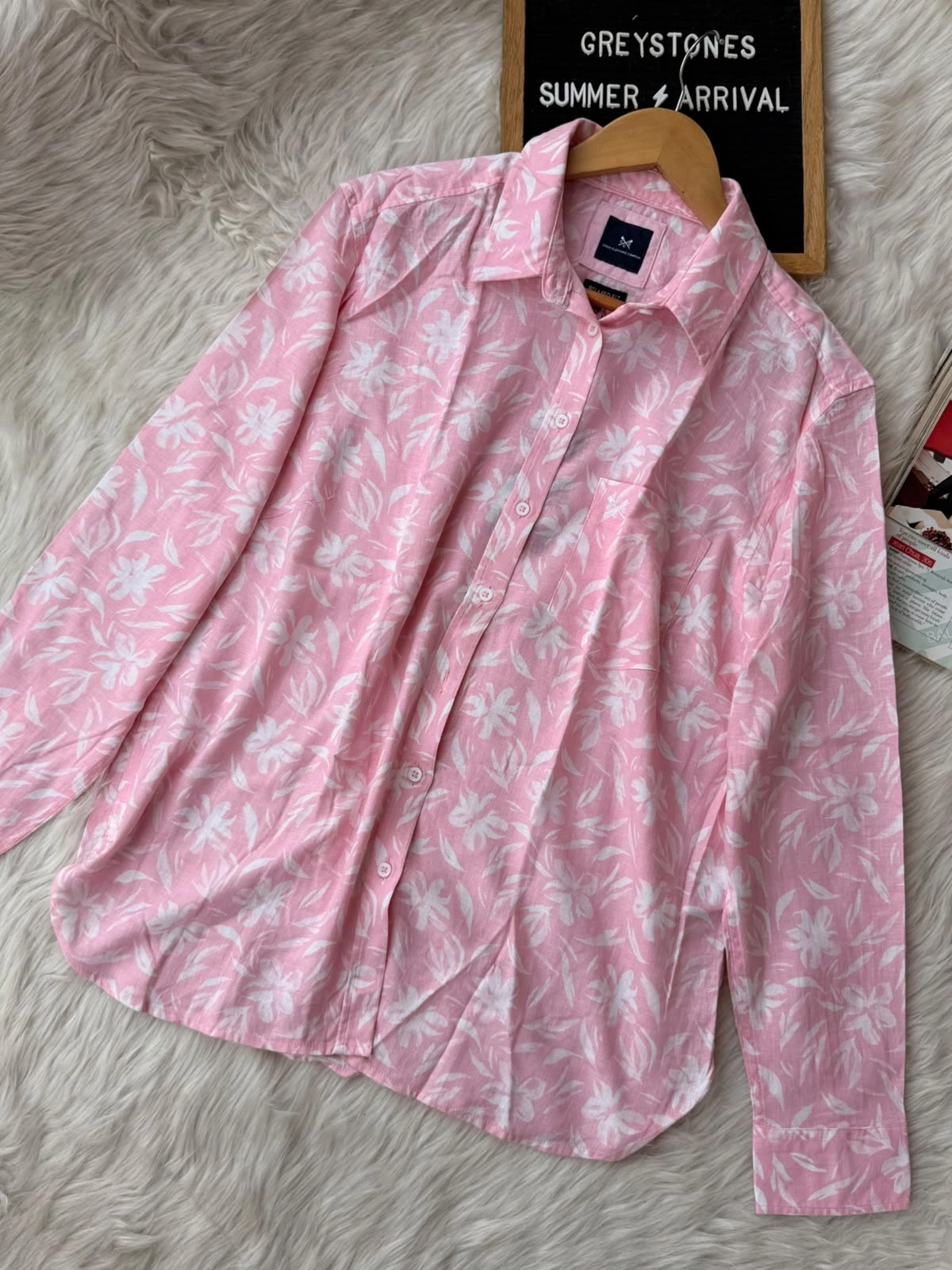 Pink Remi Cotton Shirt Pink Floral Relaxed Fit Shirt - Image 1