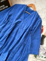 Royal Blue Embroidered Cotton Tunic - Image 3