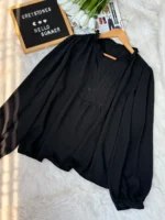 Ruffle Neck Lace Trim Smock Top - Image 3