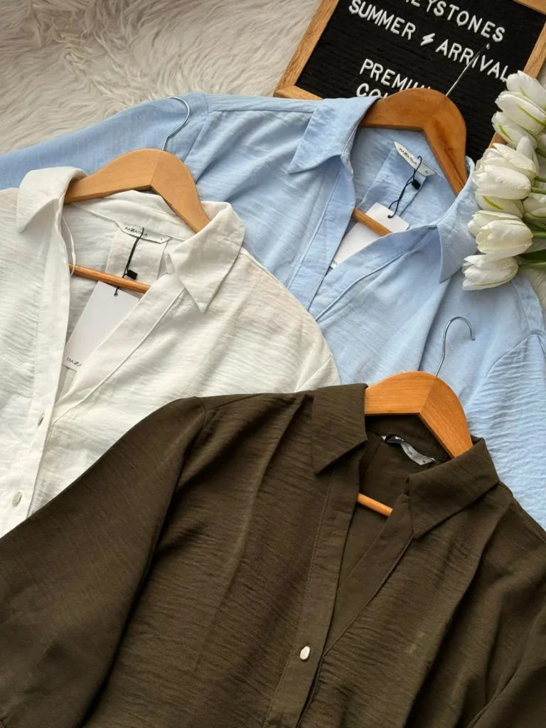 Premium Summer Breeze Slub Cotton Shirts by Greystones in Ivory, Sky Blue and Espresso Brown
