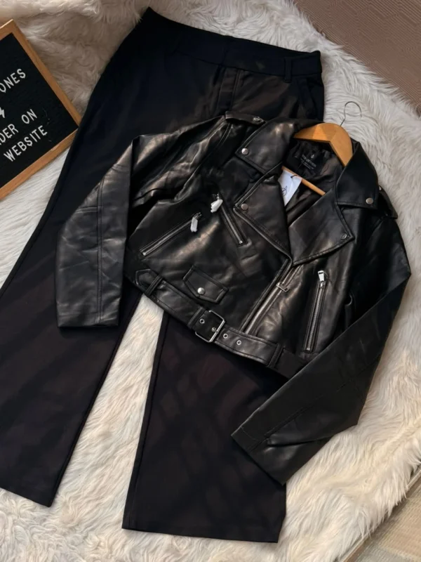 Black Belted Leather Jacket