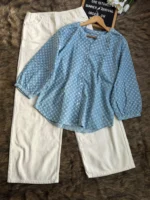Breathable cotton denim top embroidered