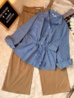 Cinch Waist Stripe Shirt