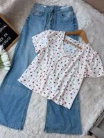 Rosette Tie Neck Top - Image 2