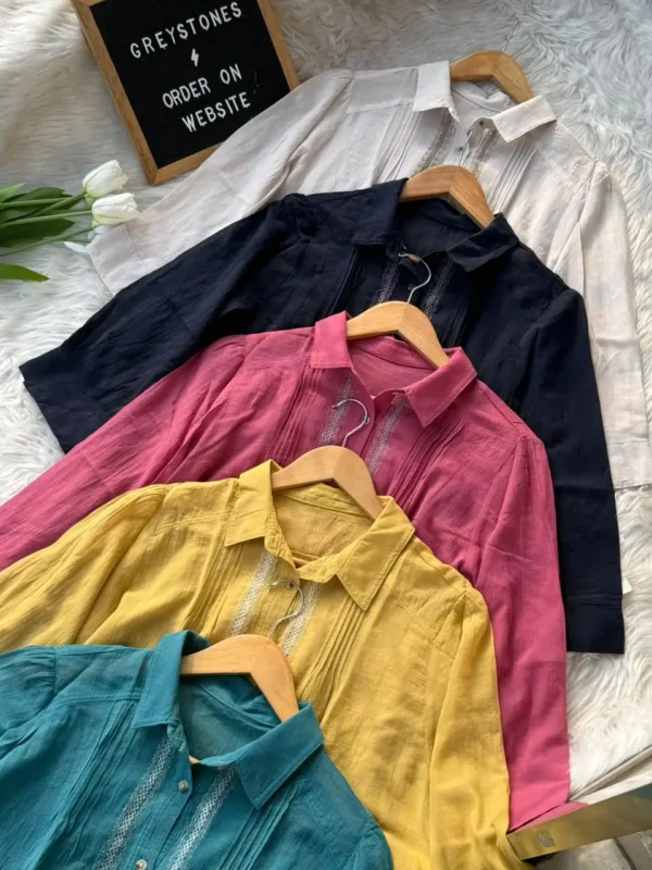 Embroidered Soft Pleat Shirt