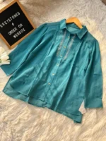 Embroidered Soft Pleat Shirt