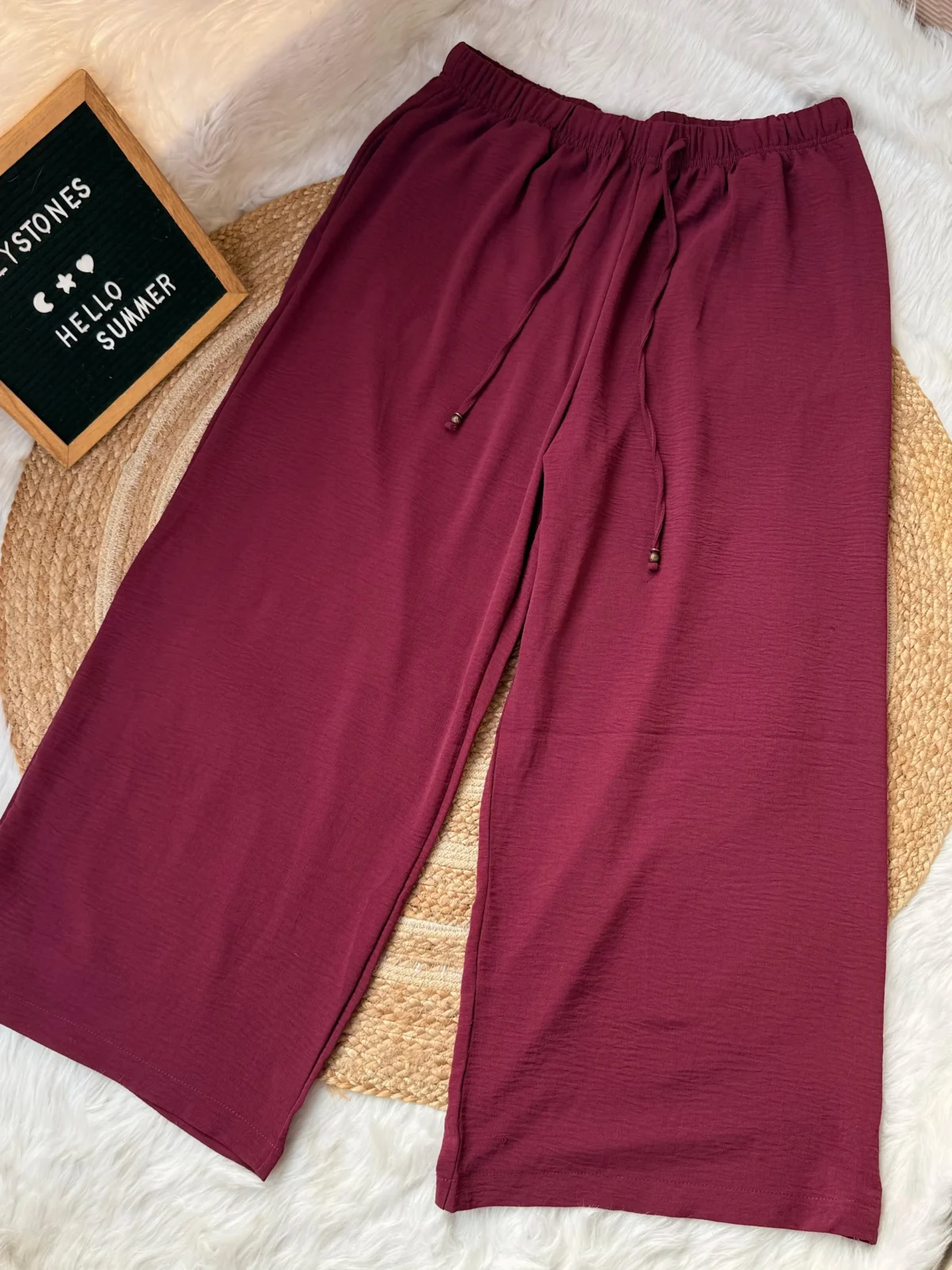 Casual Viscose Wide Leg Trousers